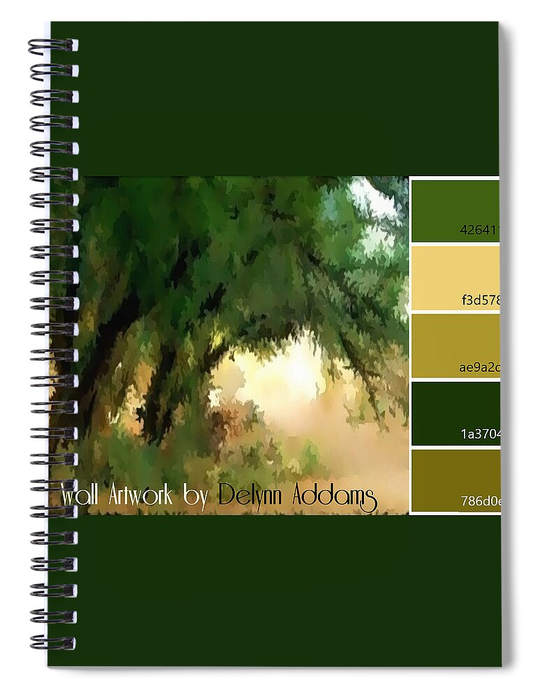 Shade Spiral Notebook featuring the digital art Shade Tree Print Swatch for Home Decorating by Delynn Addams