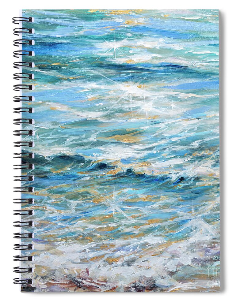 Ocean Spiral Notebook featuring the painting Shallow Water Sparkles by Linda Olsen