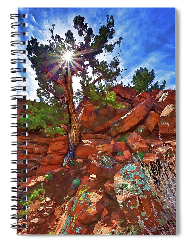 Sedona Scenery Spiral Notebook featuring the photograph Shaman's Dome Juniper by ABeautifulSky Photography by Bill Caldwell