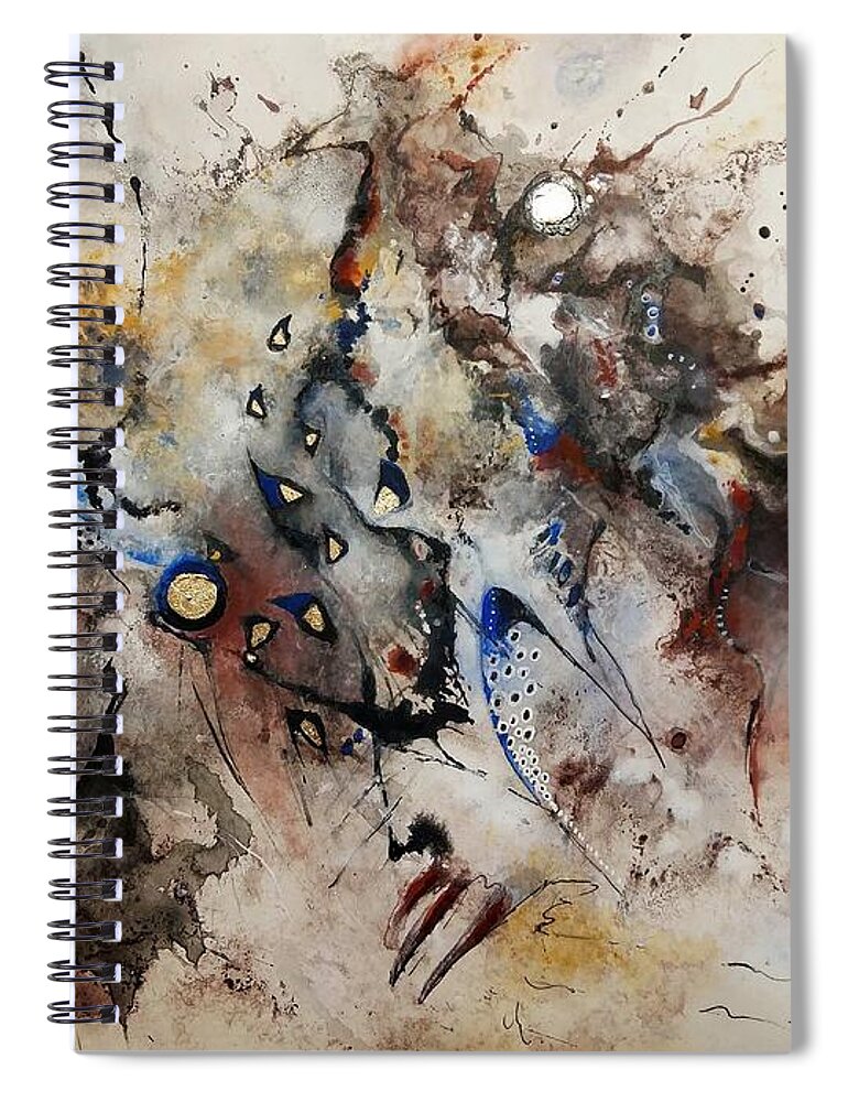 Abstract Watercolor Painting Spiral Notebook featuring the mixed media Shambasuli Duralanga by Wolfgang Schweizer