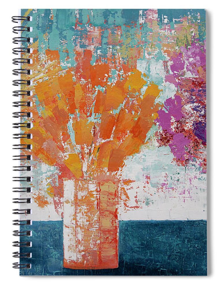 Floral Spiral Notebook featuring the painting Sharing the Joy by Linda Bailey