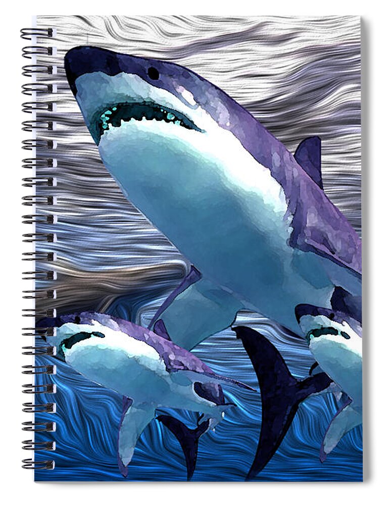 Shark Tank Spiral Notebook featuring the digital art Shark Tank 5 by Aldane Wynter