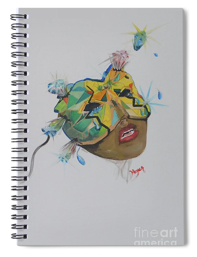 Mask Spiral Notebook featuring the painting Shattered by Barbara Hayes