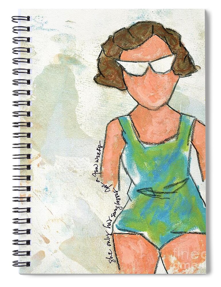 Beach Spiral Notebook featuring the painting She Only Had Sunglasses For A Few Weeks by Hew Wilson