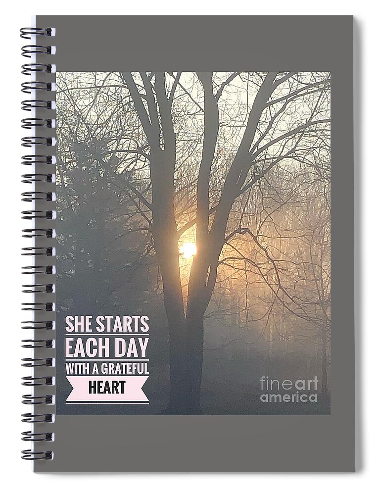 Women Spiral Notebook featuring the digital art She Starts Each Day by Elisa Maggio