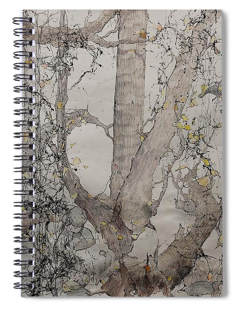 Forest Spiral Notebook featuring the painting She Waits by Elizabeth Carr