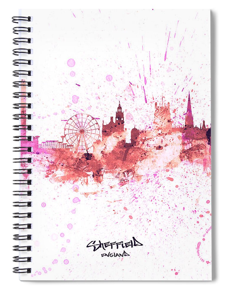 Sheffield Spiral Notebook featuring the digital art Sheffield England Skyline #93 by Michael Tompsett