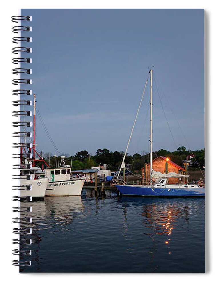 Charleston Spiral Notebook featuring the photograph Shem Creek at Dusk by John Kirkland