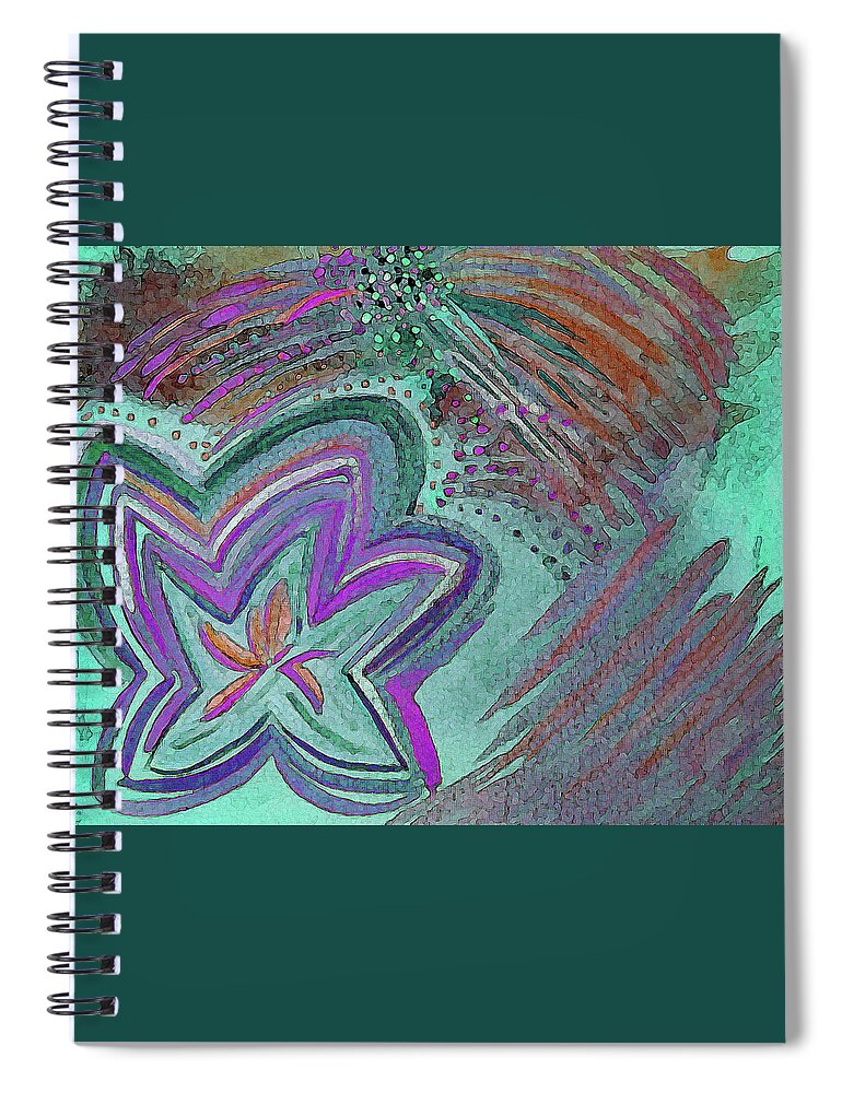 Star Spiral Notebook featuring the painting Shining Star Turquoise Tropical by Corinne Carroll
