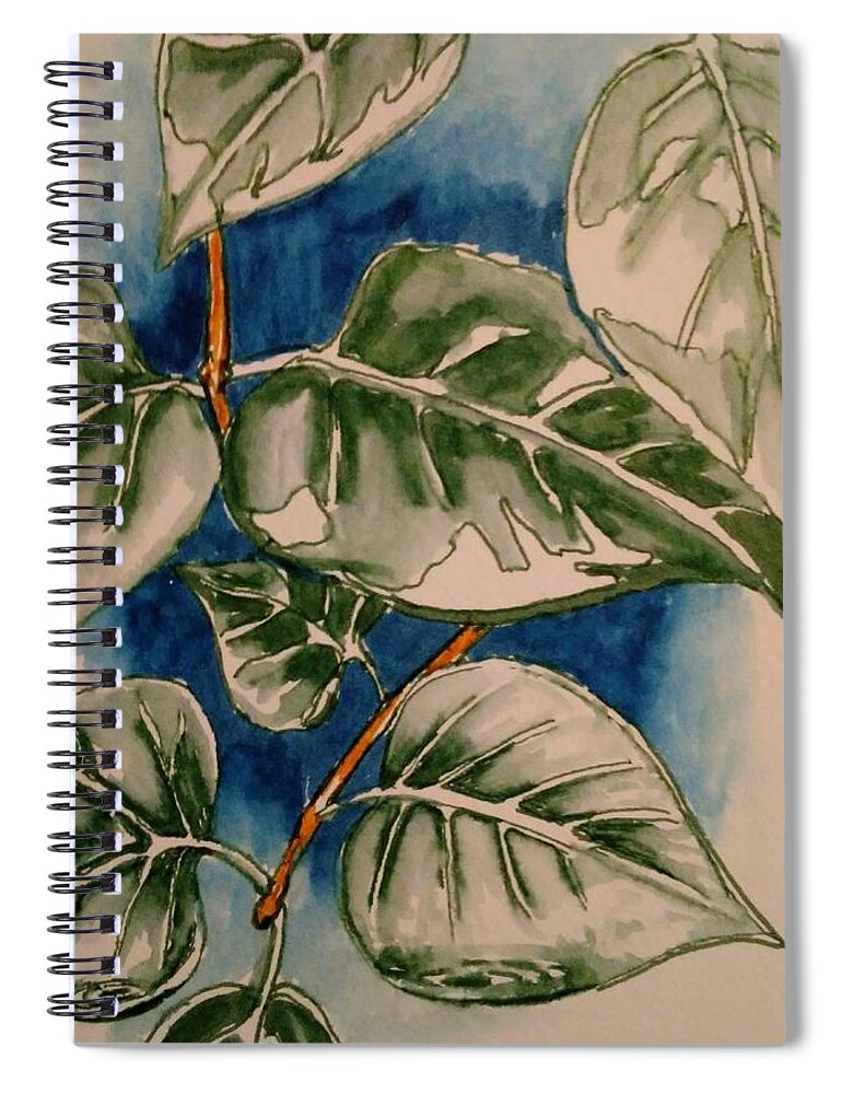 Leaves Spiral Notebook featuring the painting Shiny Leaves by Tammy Nara