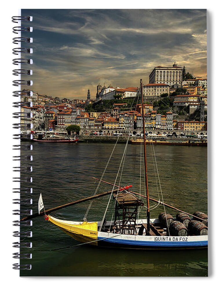 Porto Spiral Notebook featuring the photograph Shipping the Porto wine da Foz by Micah Offman