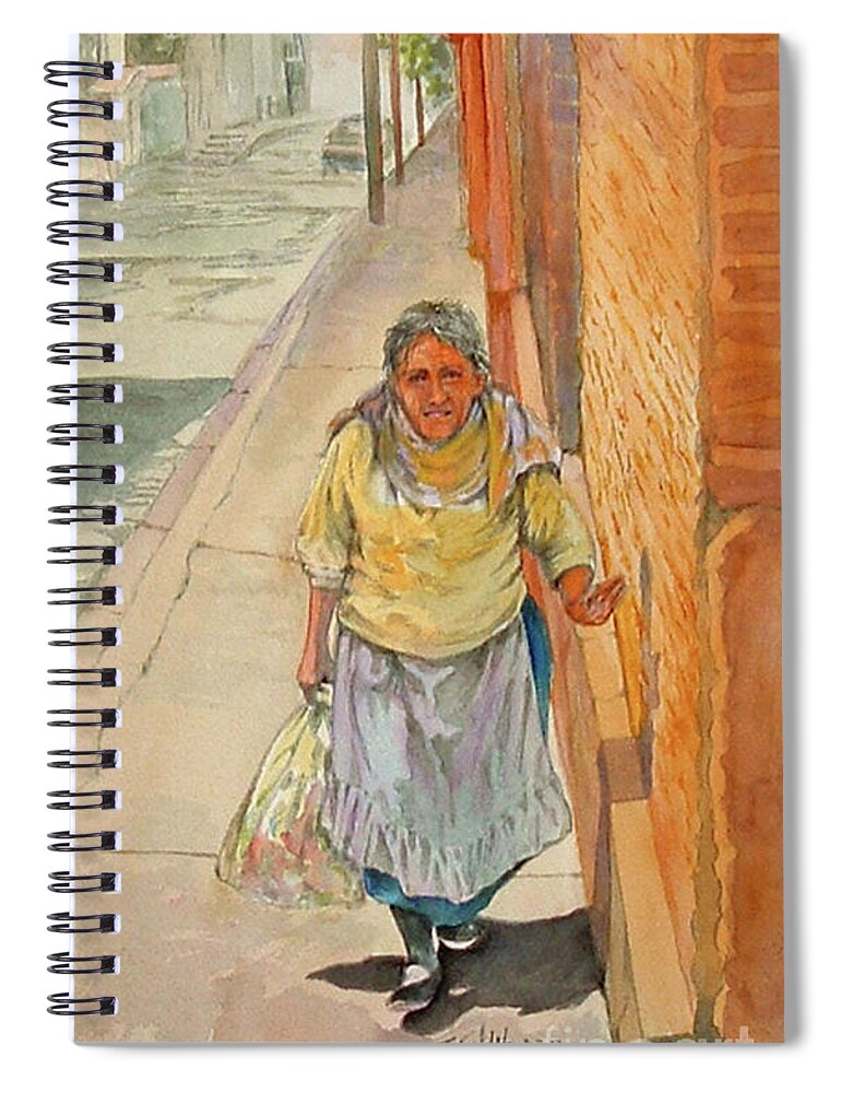 Old Woman Spiral Notebook featuring the painting Shopper by Edie Schneider