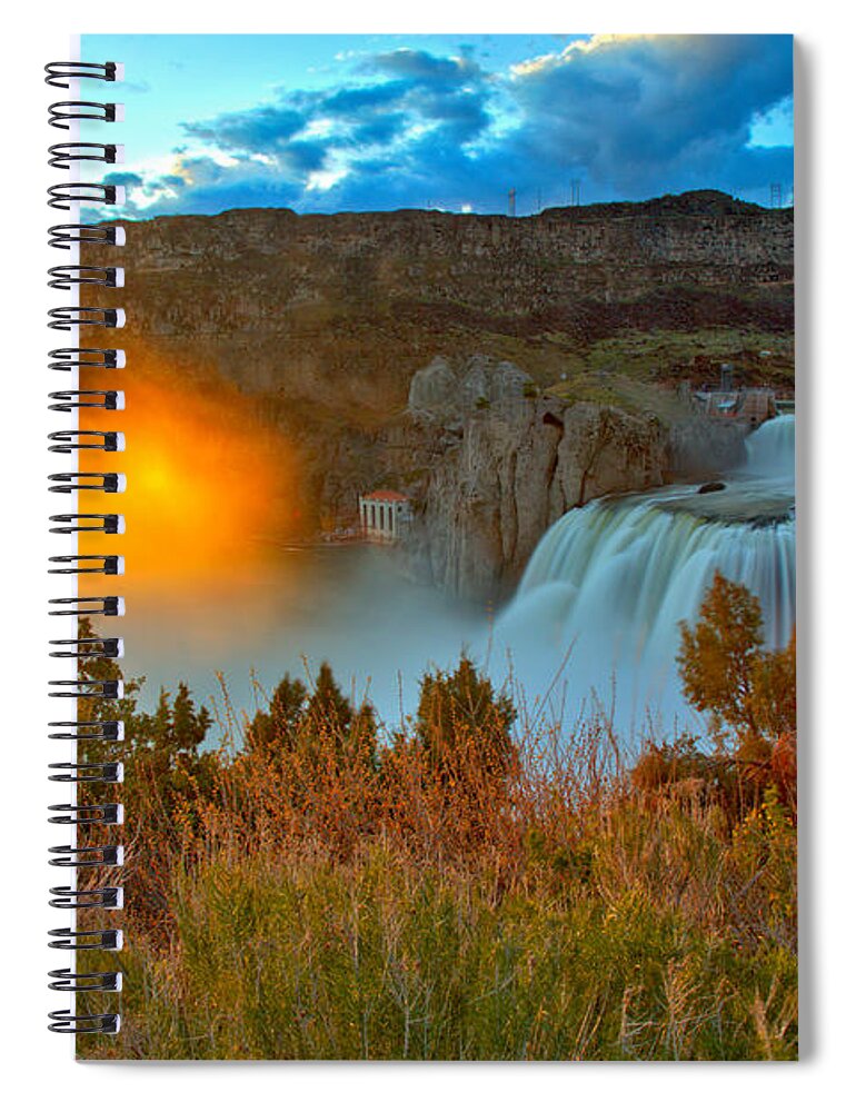 Shoshone Spiral Notebook featuring the photograph Shoshone Falls Sunset by Adam Jewell