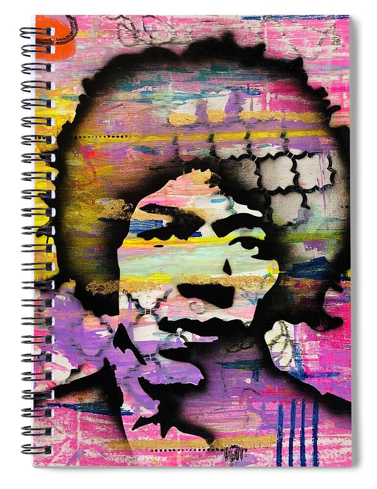 Jimi Hendrix Spiral Notebook featuring the painting Show me your colors by Jayime Jean