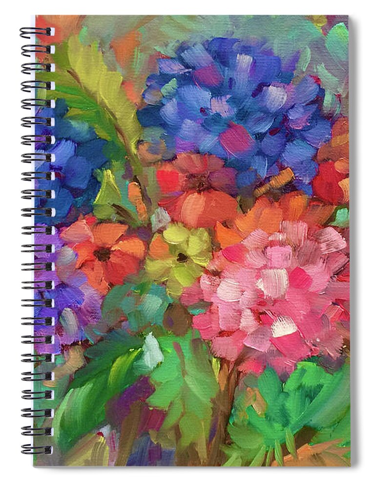 Hydrangeas Spiral Notebook featuring the painting Show Offs by Patsy Walton