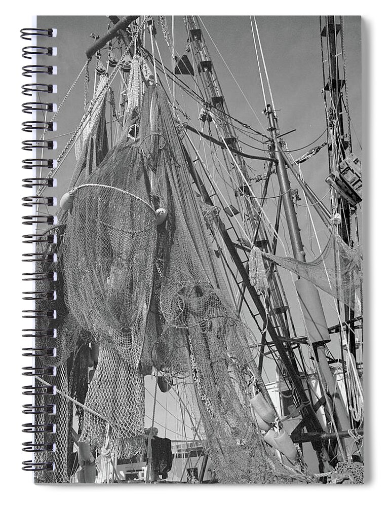 Shrimp Boat Spiral Notebook featuring the photograph Shrimp Boat Rigging by John Simmons