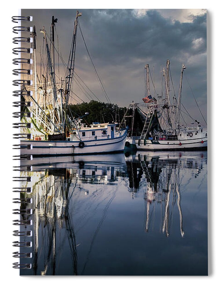 Shrimpboat Spiral Notebook featuring the photograph Shrimpboats at Shem Creek by Shelia Hunt