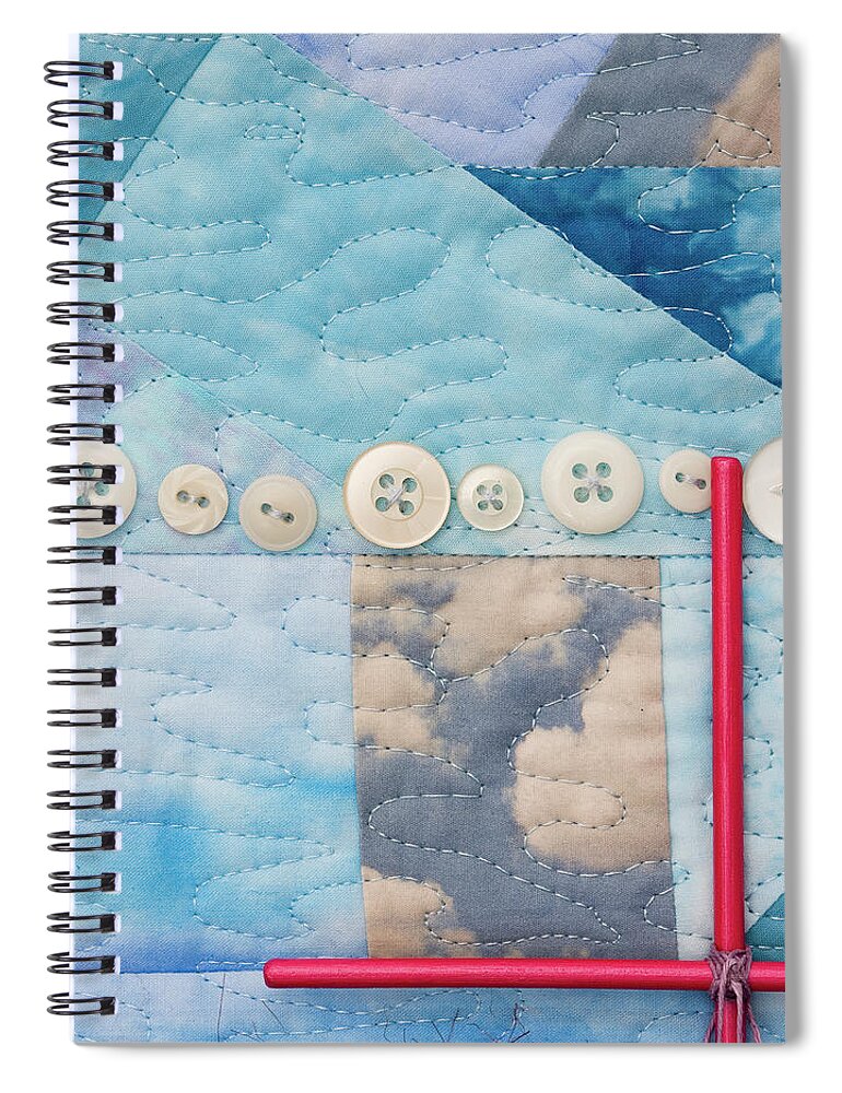 Shrine To Land And Sky Spiral Notebook featuring the mixed media Shrine to Land and Sky F by Vivian Aumond