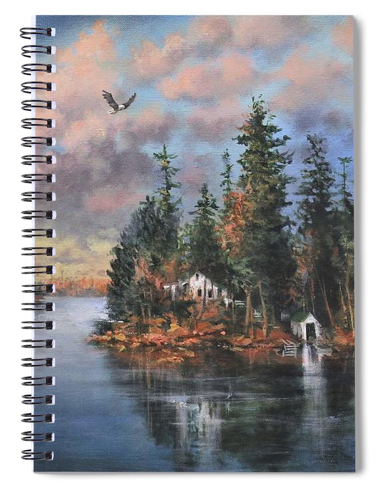 Wisconsin Spiral Notebook featuring the painting Shropshire Island by Tom Shropshire
