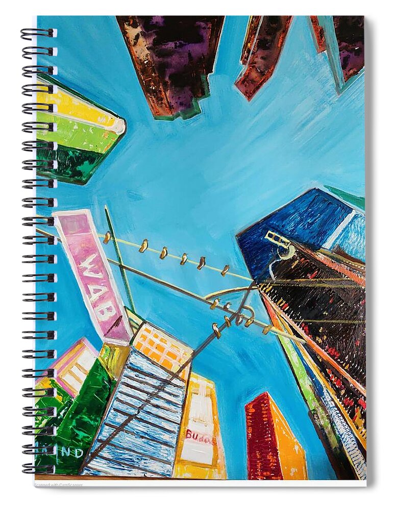 City Abstractions Spiral Notebook featuring the painting Sky Scrapers by Anand Swaroop Manchiraju