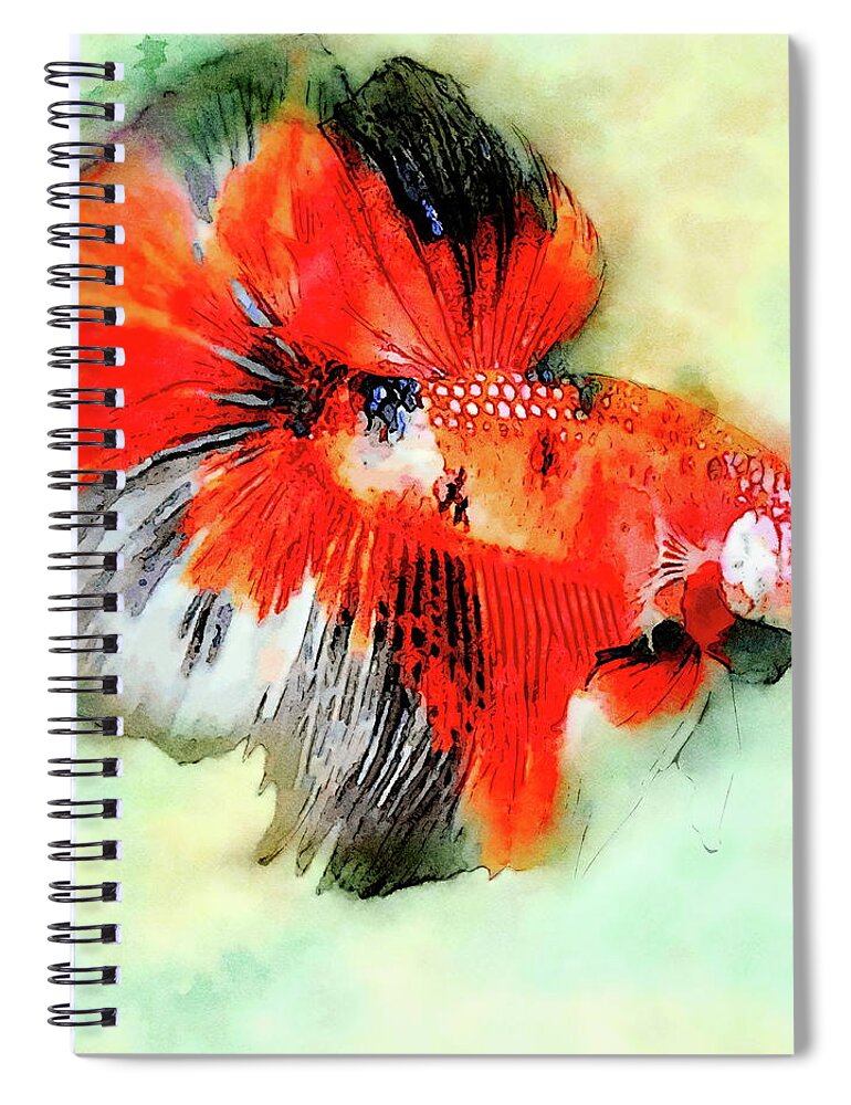 Betta Spiral Notebook featuring the painting Siamese Fighting Fish - Koi Betta by Russ Harris