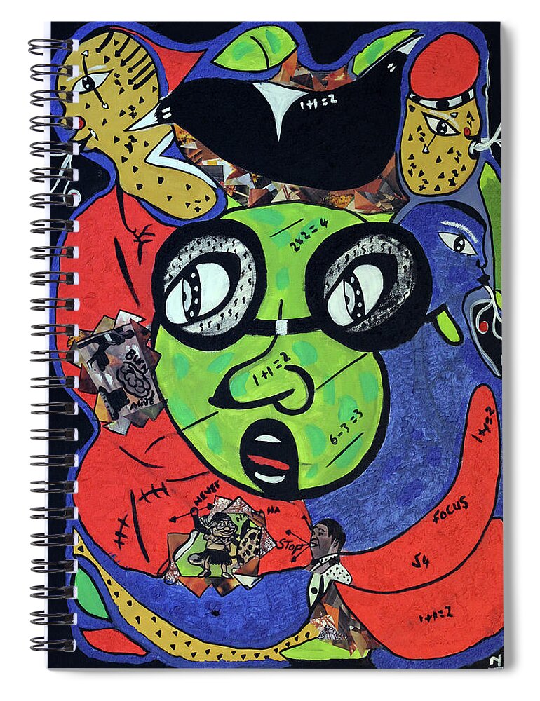 Soweto Spiral Notebook featuring the painting Watching You by Nkuly Sibeko