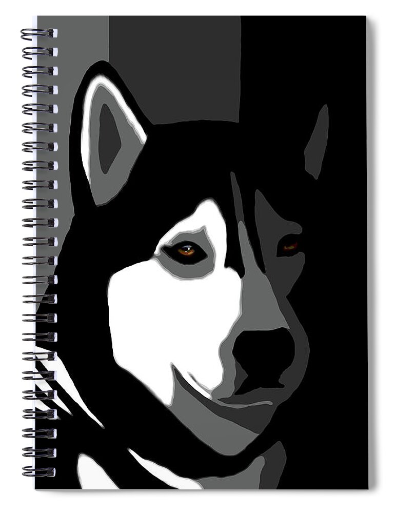 Dog Spiral Notebook featuring the mixed media Siberian Husky Dog 162 by Lucie Dumas