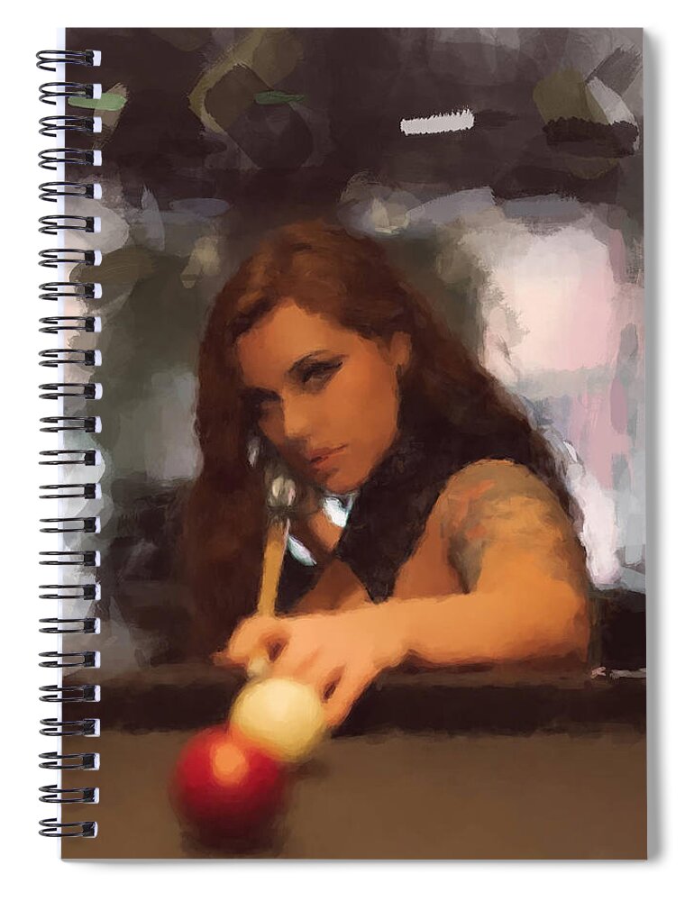 Side Pocket Spiral Notebook featuring the painting Side Pocket by Gary Arnold