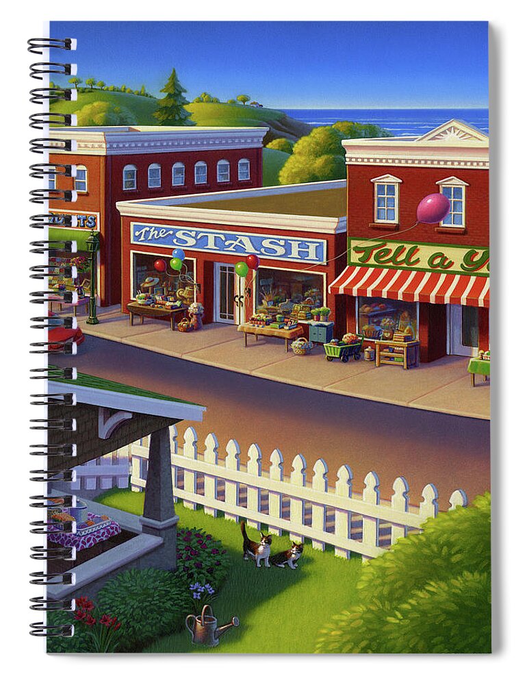Sidewalk Sale Spiral Notebook featuring the painting Sidewalk Sale by Robin Moline