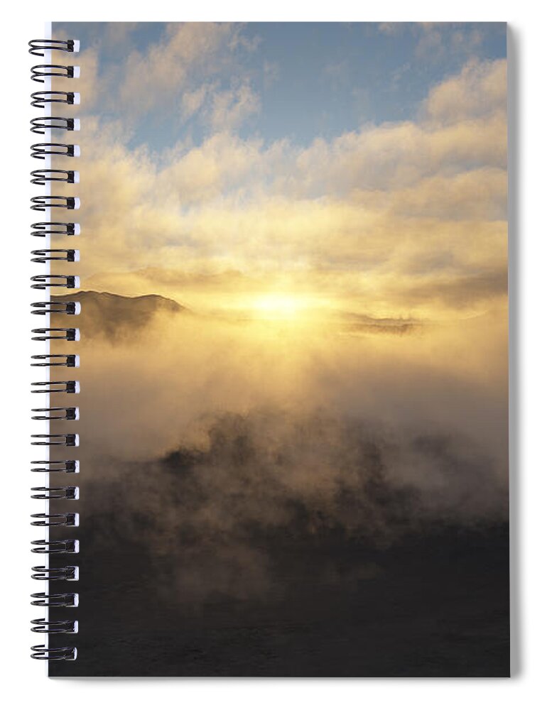 Landscape Spiral Notebook featuring the digital art Sierra Sunrise by Mark Greenberg