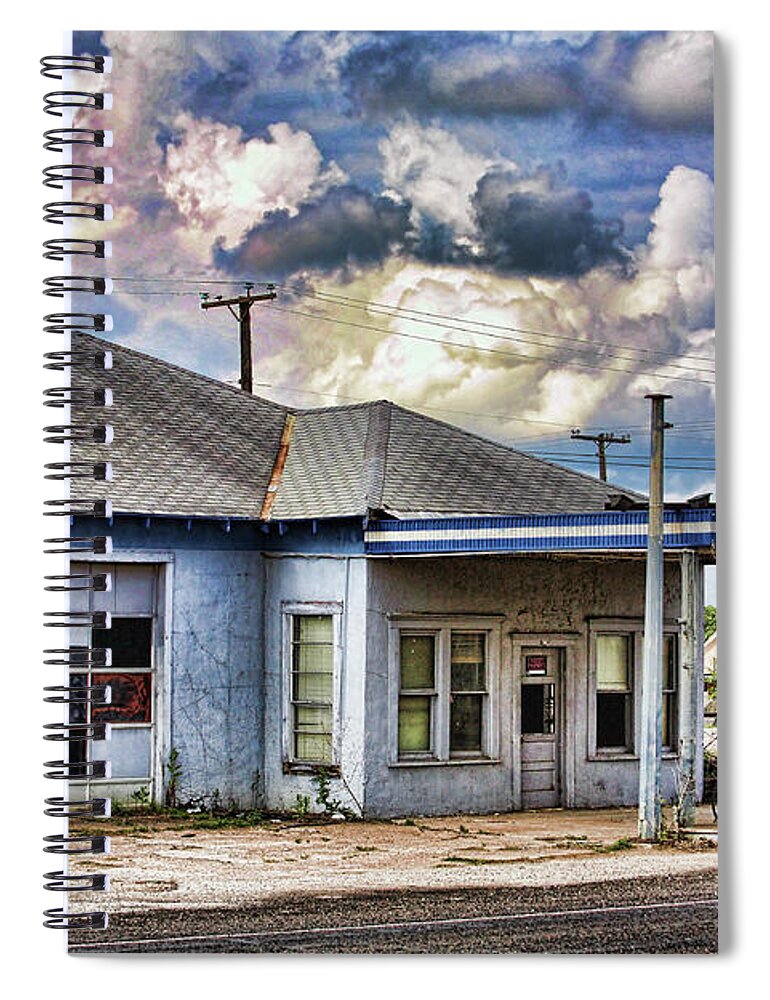 Gas Station Spiral Notebook featuring the digital art Sign of the Times by Brad Barton