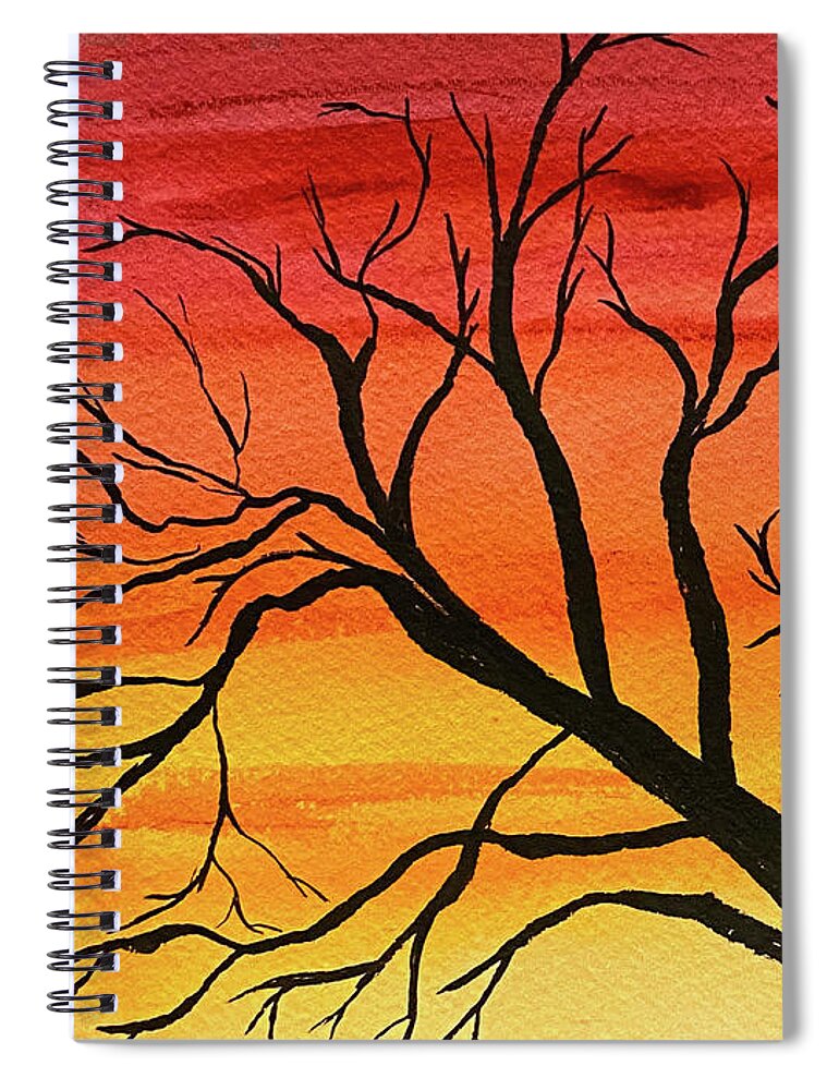 Tree Spiral Notebook featuring the mixed media Silhouette by Lisa Neuman