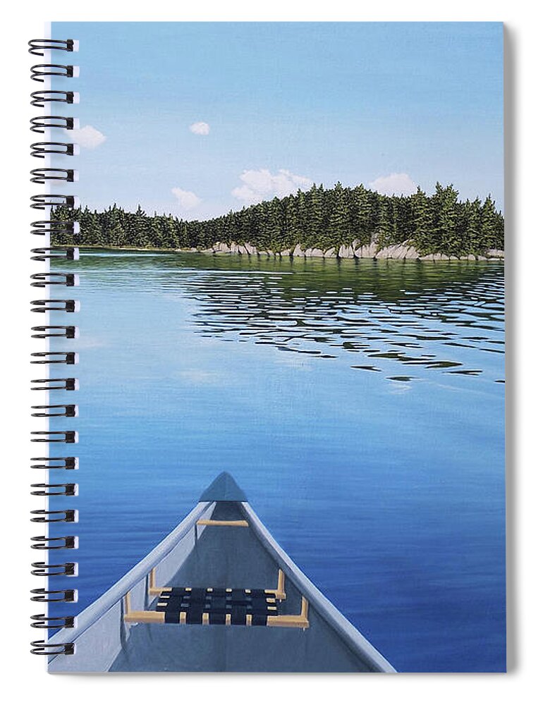 Canoe Spiral Notebook featuring the painting Silver Lake Paddle by Kenneth M Kirsch