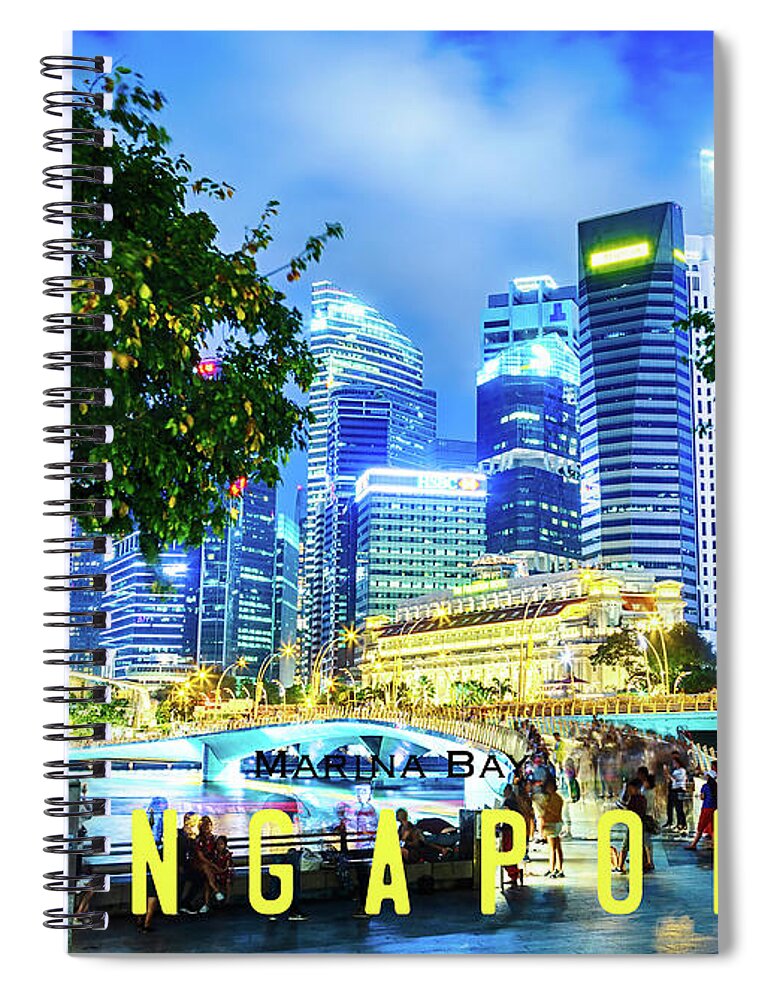 Singapore Spiral Notebook featuring the photograph Singapore 148, Marina Bay by John Seaton Callahan