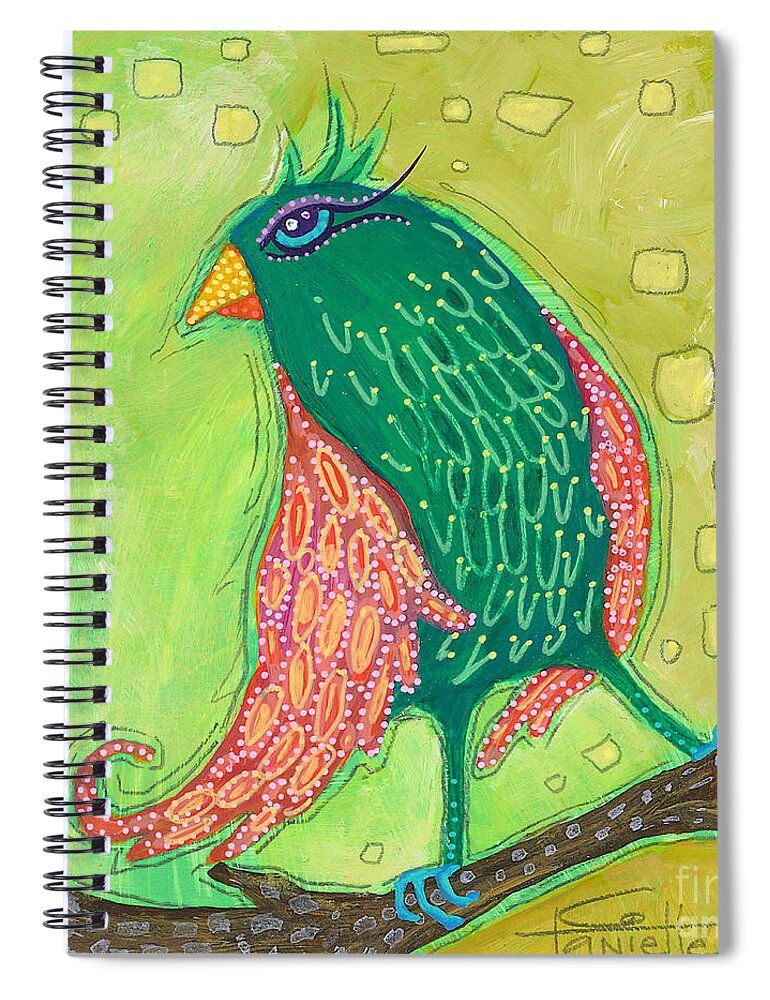 Bird Painting Spiral Notebook featuring the painting Singing Sweet Songs by Tanielle Childers