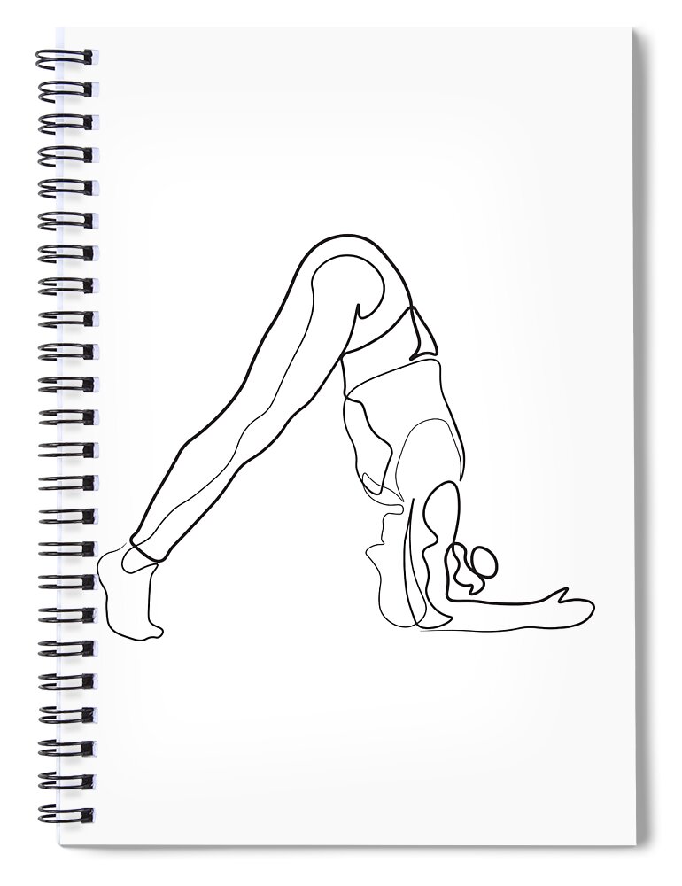 Single Line Yoga Pose Sketch Minimalist Line Art Spiral Notebook