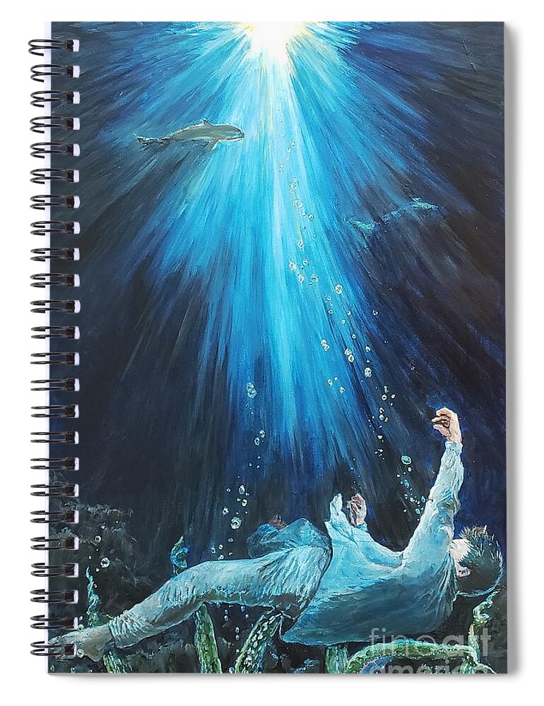 Depression Spiral Notebook featuring the painting Sinking into Depression by Merana Cadorette