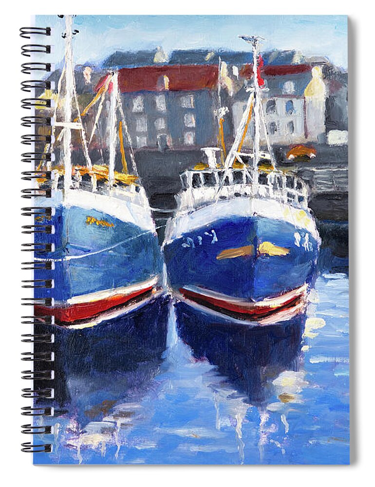Scotland Spiral Notebook featuring the painting Sister Ships in Scotland by Mike Bergen