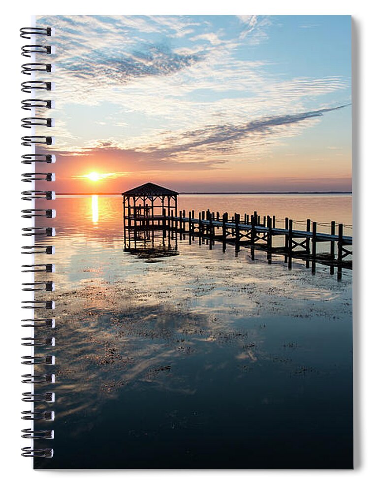 North Carolina Spiral Notebook featuring the photograph Sitting on the Dock of the Bay by Erin Marie Davis