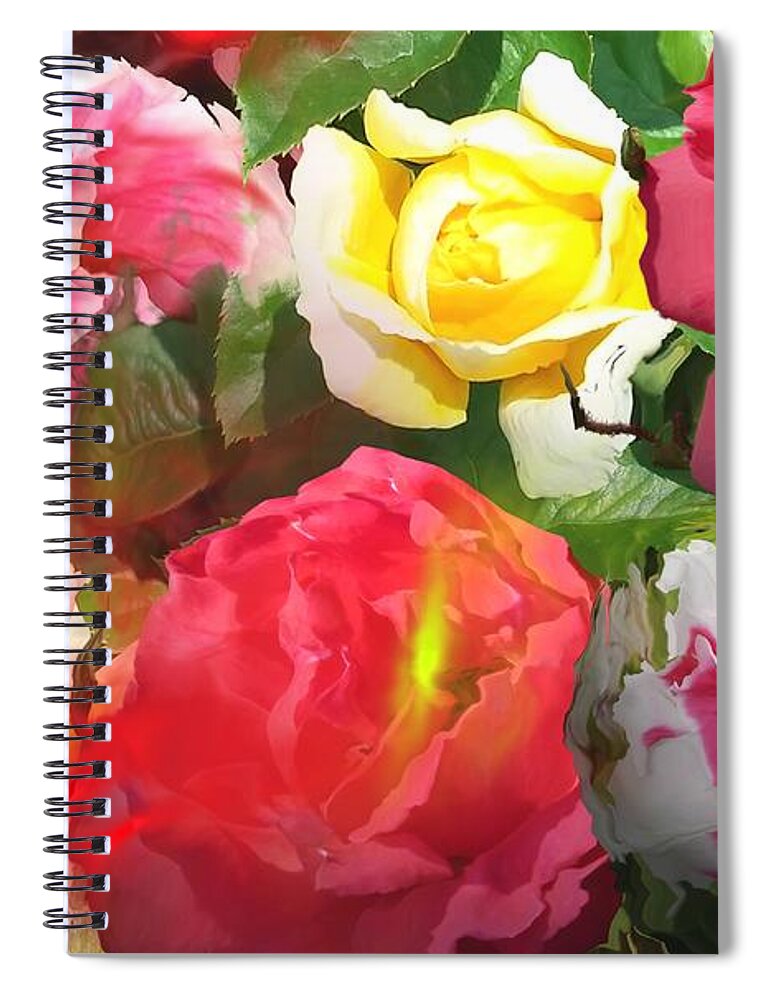 Digital Flowers Spiral Notebook featuring the digital art Six Fleurs by Bob Shimer