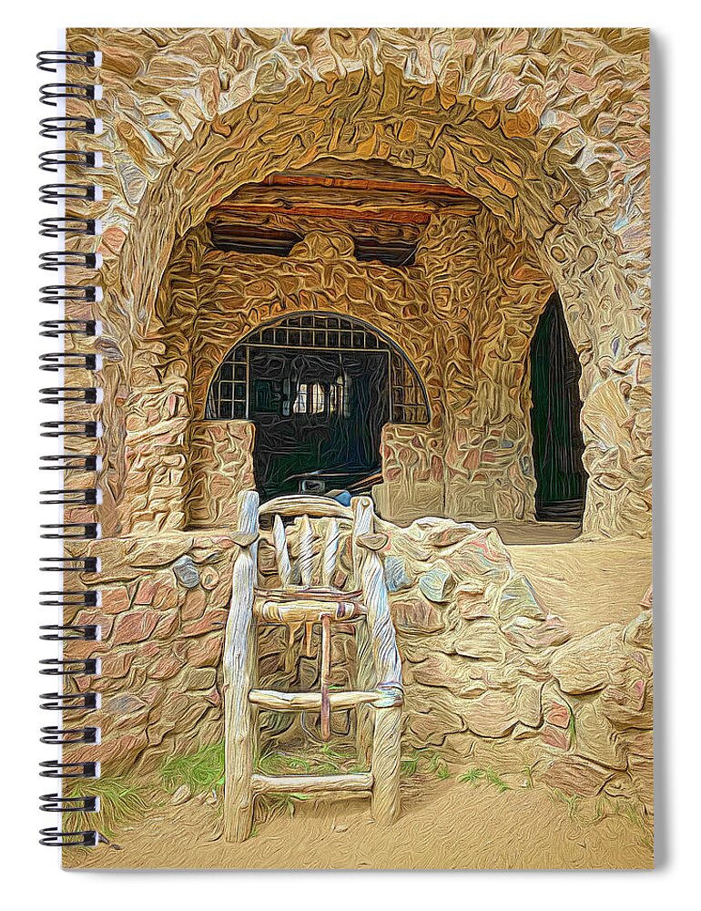 Bishop Castle Spiral Notebook featuring the photograph Six Foot Chair at Entrance of Bishop Castle by Debra Martz