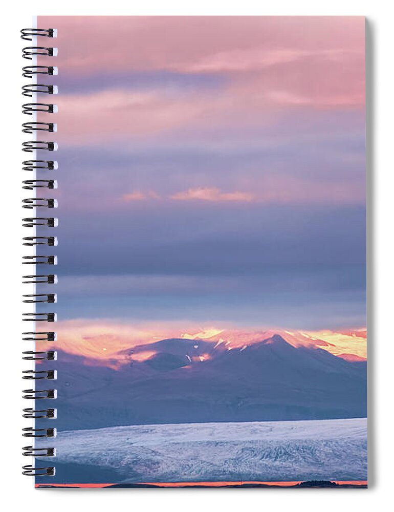 Skaftafellsjokull Spiral Notebook featuring the photograph Skaftafellsjokull Glacier Tongue in Iceland at Sunset III by Alexios Ntounas