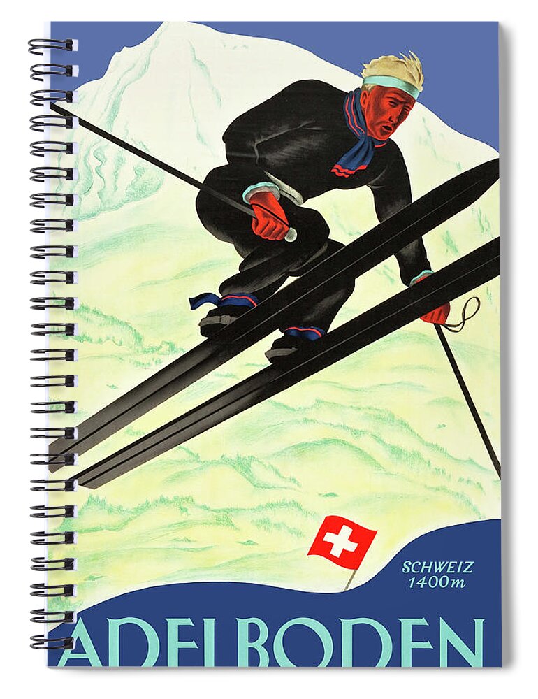 Adelboden Spiral Notebook featuring the digital art Ski Jump at Adelboden by Long Shot
