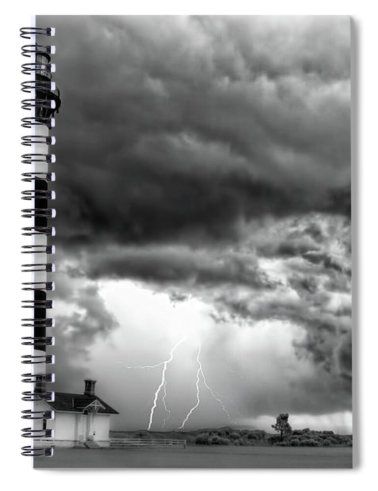 North Carolina Spiral Notebook featuring the photograph Skies of Fire bw by Dan Carmichael