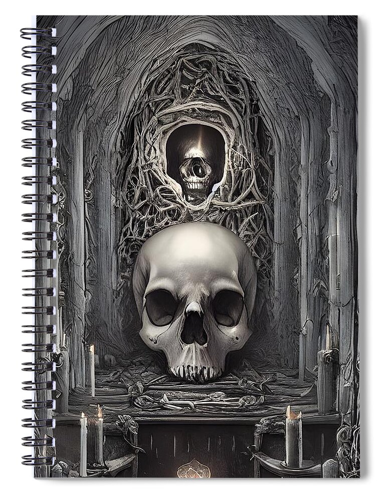 Skull Art Spiral Notebook featuring the digital art Skull Altar II by Annalisa Rivera-Franz