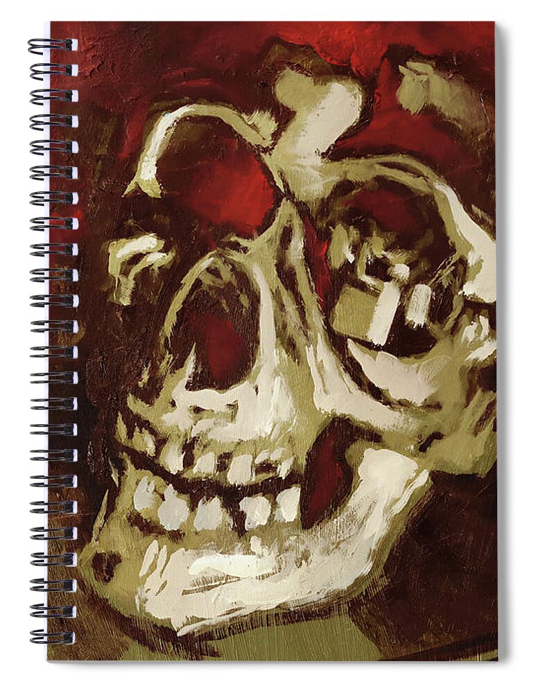 Skull Spiral Notebook featuring the painting Skull in Red Shade by Sv Bell