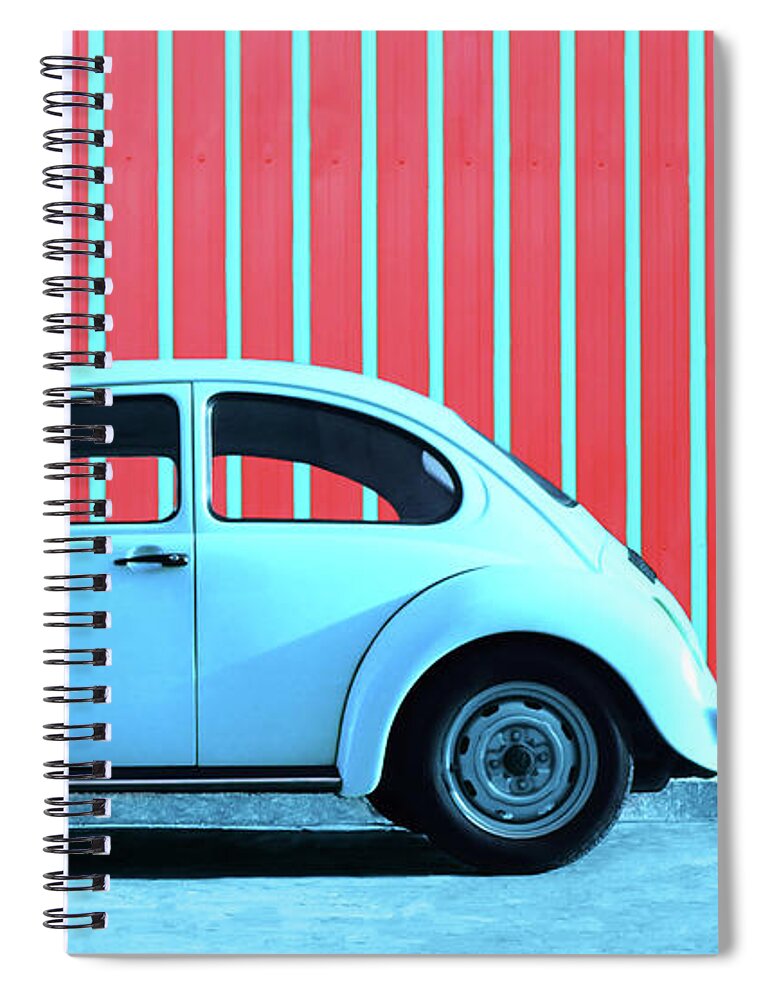 Car Spiral Notebook featuring the photograph Sky Blue Bug by Laura Fasulo