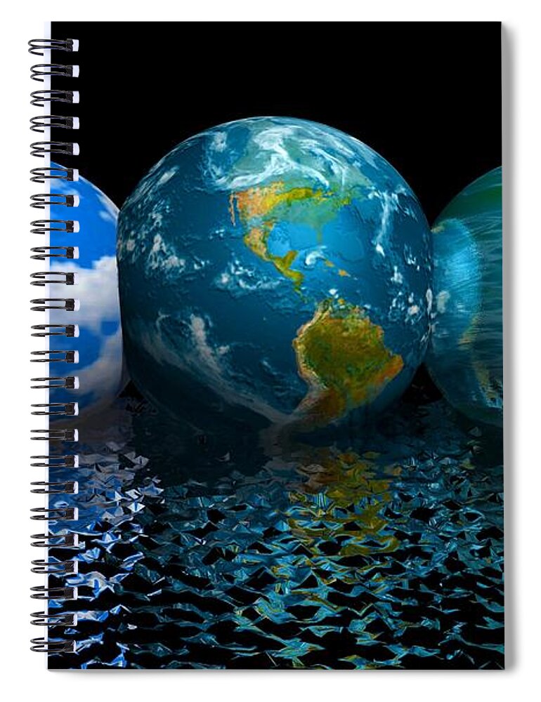 Digital Abstract Spiral Notebook featuring the digital art Sky, Earth, Sky by Bob Shimer