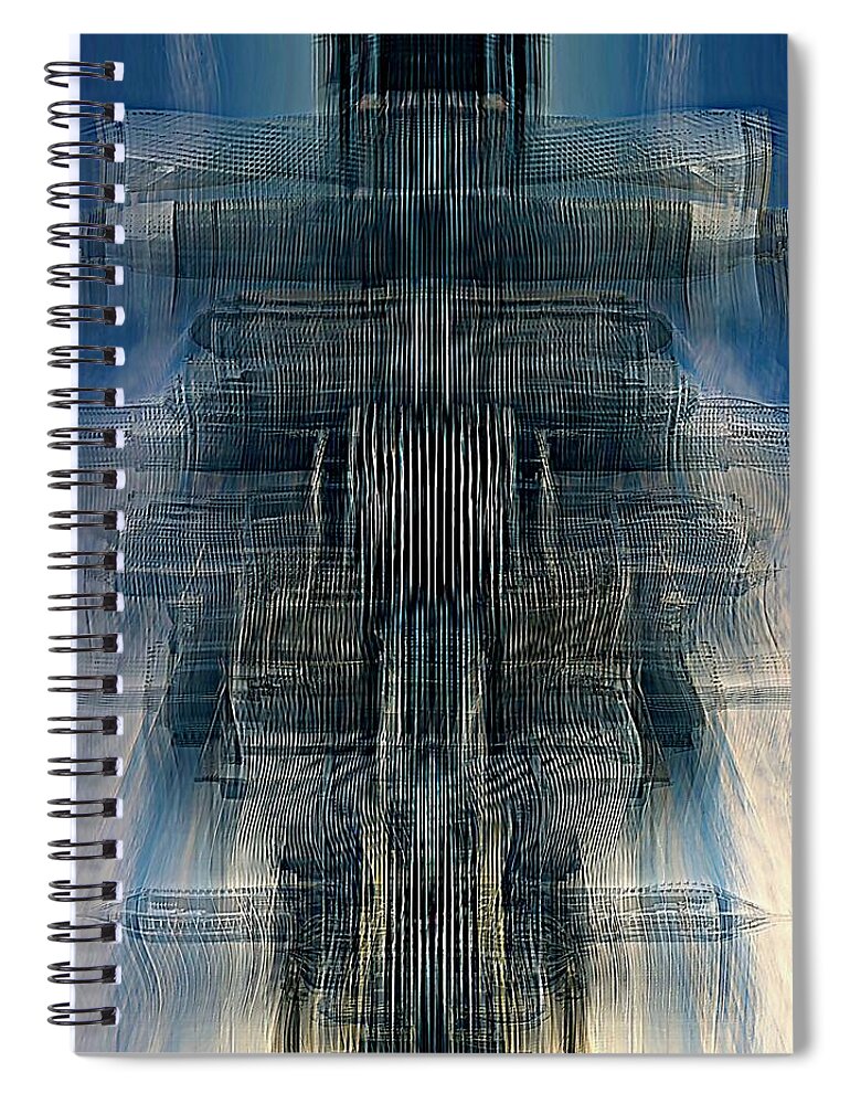 Sci-fi Spiral Notebook featuring the digital art Sky Station Z by David Manlove