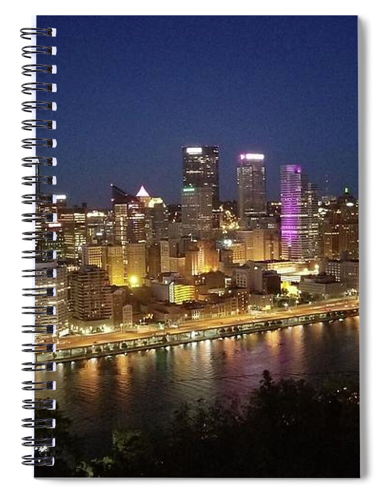 Skyline Spiral Notebook featuring the photograph Skyline of Pittsburgh, PA by Pour Your heART Out Artworks